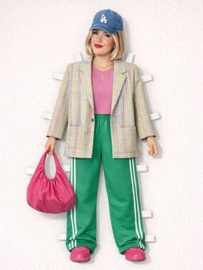 VINTAGE 90s rainbow pastel blazer business casual fun colorful spring size M